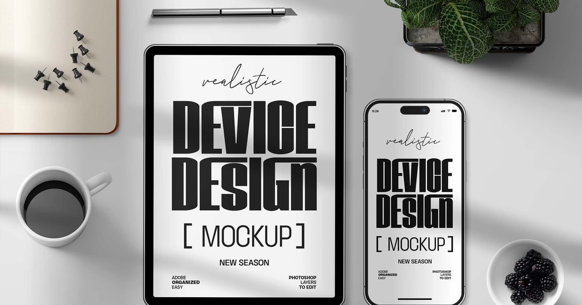 Iphone 15 Pro and iPad Device Mockup（679003）-技能树